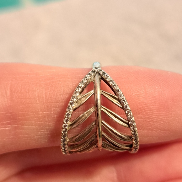 Pandora sz 6 tropical palm leaf ring 925 ALE 52 sterling silver CZ - Picture 9 of 12
